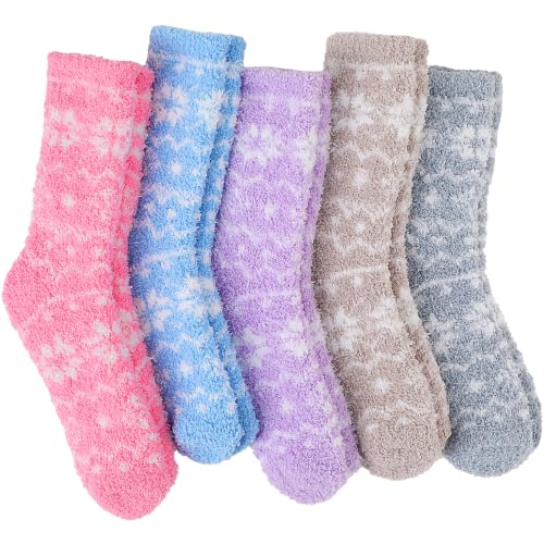Image of Fuzzy Slipper Socks Thick Fluffy Warm Winter Cozy Plush Soft Sleep Home Socks for Women Men