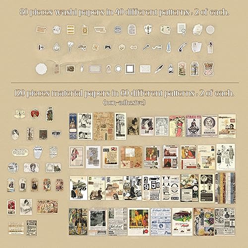 LIHAO 200PCS Vintage Scrapbook Paper Journaling Supplies Scrapbooking Material Paper Set Nature Collection Set - Image 3