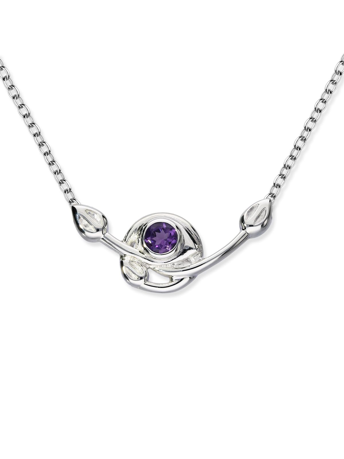 ORTAK 925 Sterling Silver Handmade Necklet | Charles Rennie Mackintosh Designs | Faceted Naturla Gemstone Amethyst | High Polished | Fine Jewellery |Made In Scotland