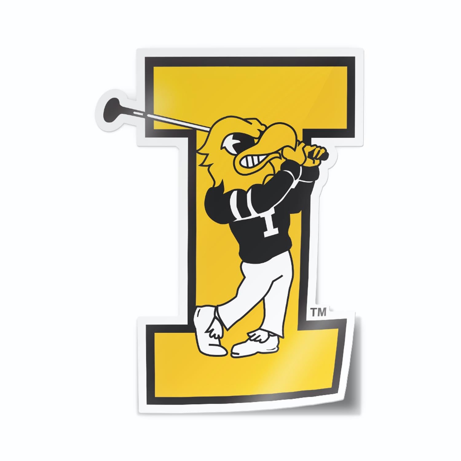 University of Iowa Haweyes Herky Playing Golf Block I Weatherproof Vinyl Sticker Car Decal from Nudge Printing