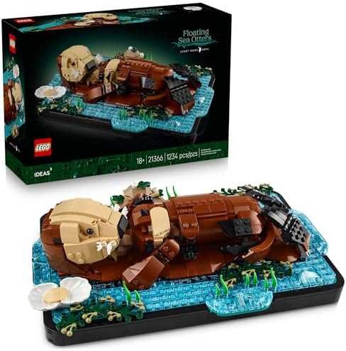 LEGO Ideas Floating Sea Otters Building Sets for Adults - Room or Office Decor for Women & Men, Ages 18+ - Gift Ideas for Birthday - 21366