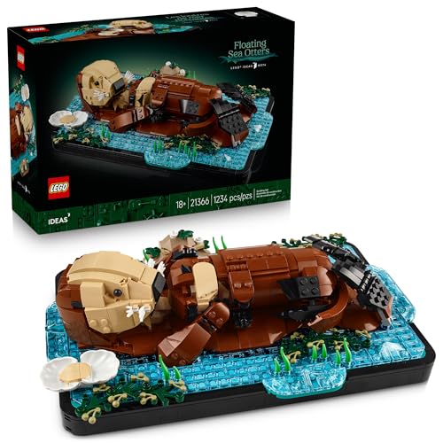 LEGO Ideas Floating Sea Otters Building Sets - Room or Office Decor for Women & Men, Ages 18+ - Gift Ideas for Birthday - 21366