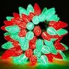 C9 Led Christmas Lights Outdoor Christmas Decorations Commerical Grade 50Led 33ft Christmas Tree Lights Set for Indoor Outdoor Wedding, Holiday, Party, Home Christmas Decorations(Red and Green)