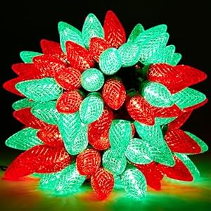 C9 Led Christmas Lights Outdoor Christmas Decorations Commerical Grade 50Led 33ft Christmas Tree Lights Set for Indoor Outdoor Wedding, Holiday, Party, Home Christmas Decorations(Red and Green)