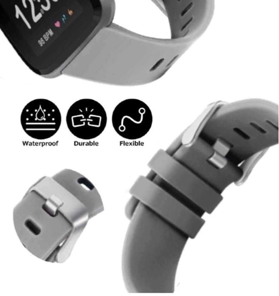 Hiramak Replacement Strap Compatible with Fitbit Versa 1, 2, Grey, L-XL - Image 2