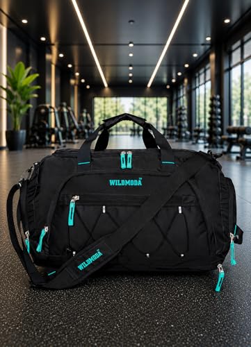 Image of 50L Gym Duffel Bag | Large Travel Sports Bag for Men & Women (Black & Blue)