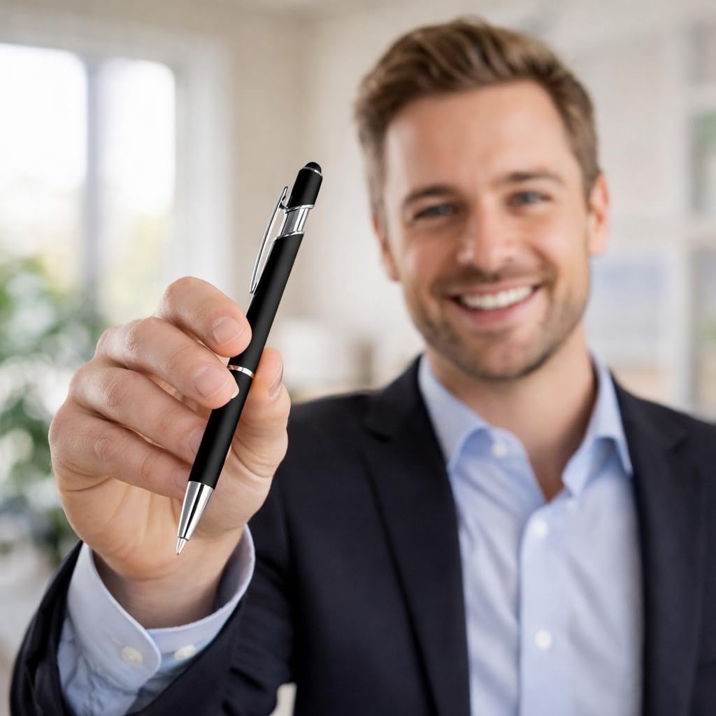 Ballpoint Pen Black Ink for Smooth Writing Retractable Pen 2-in-1 Medium Point Pen Gift Box Set for Office — view 6