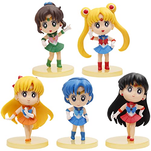 BESTZY Sailor Moon Cake Topper Sailor Moon Mini Juego de Figuras Decoración para Tartas Pastel...