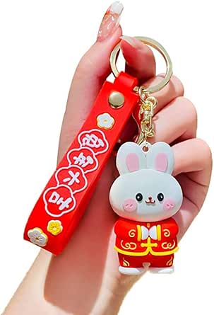 UTTER Cute New Year Chinese Tang Suit Lucky Rabbit Bunny Keychain ...