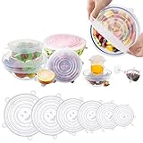 Eyshp Silicone Stretch Lids, Insta Lids, Instalids, Reusable Stretch Lids With Hanging Holes Fit Round & Square Bowls, Jars 6-Pack of Various Sizes Silicone Bowl Covers Keeping Food Fresh Freezer Safe