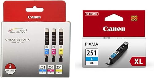 Canon CLI-251XL Paquete económico de 3 tintas y tanque de tinta cian CLI-251XL compatible con MG6320, IP7220 y MG5420, MX922, MG5520, MG6420, disponible en Yaxa El Salvador