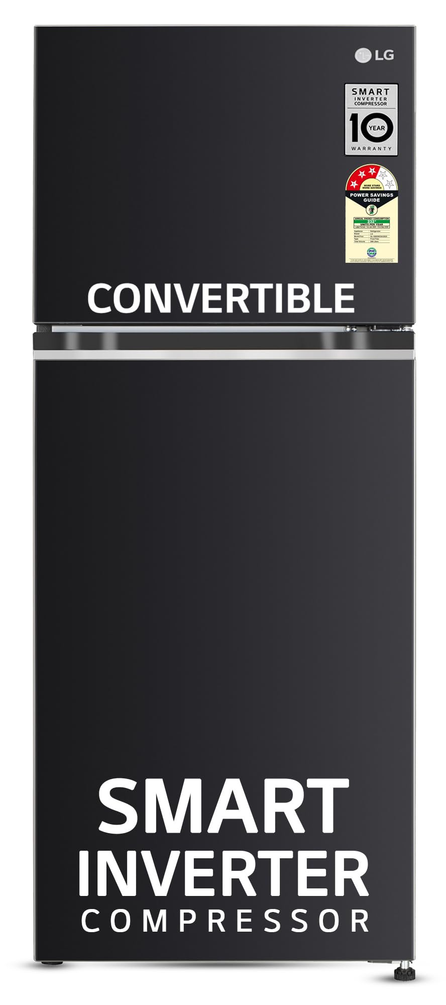 LG 246 L 3 Star Smart Inverter Frost-Free Double Door Refrigerator (, GL-S262SESX, Ebony Sheen, Convertible)