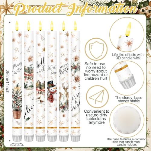 Image of Aurelema Battery Operated Flameless Taper Candle Remote, 6 Pcs, Classic
