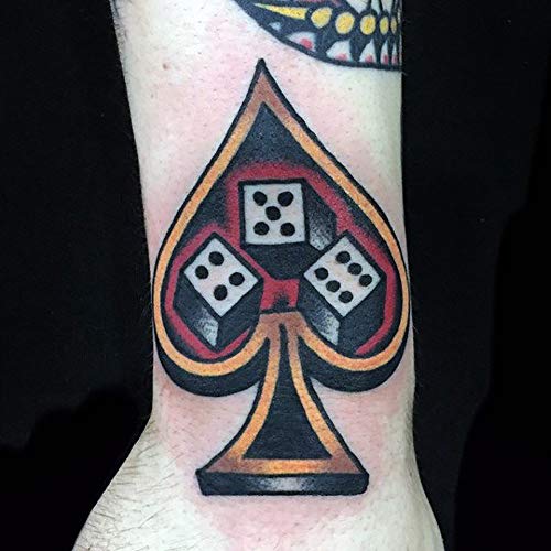 Poker Spades Dice Temporary Tattoo Gambling Play Card Fake Tattoo Fashion Body Art