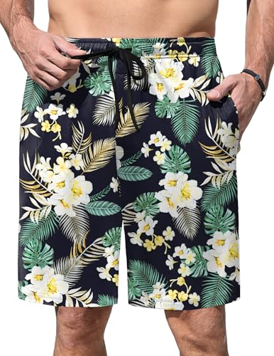Image of Ekouaer Men's Pajama Shorts Soft Sleepwear Bottoms Elastic Waistband Loungewear Breathable Men Shorts with Pockets