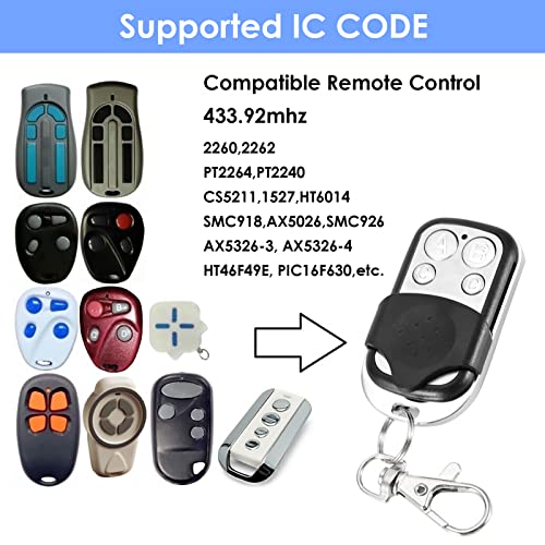 Car Garage Remote Control Key Fob, 4 Pcs Universal Car Garage Door Gate Cloning Wireless Remote Control Key Fob 433.92mhz for Garage Door, Skylight - Image 4