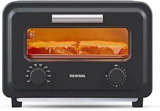 アイリスオーヤマ オーブントースター 2枚焼き スチーム 瞬間発熱 時短でより美味しく フラットカーボンヒーター使用 温度調節 タイマー SOT-201-B チャコール