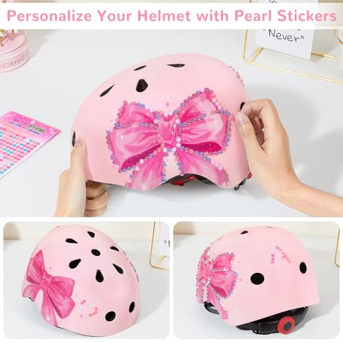 Image of Kids Bike Helmet Adjustable Youth Toddler Helmet with DIY Stickers for Girls Age 3-5-8-14 Years for Bicycle Scooter Skateboard Roller Skating