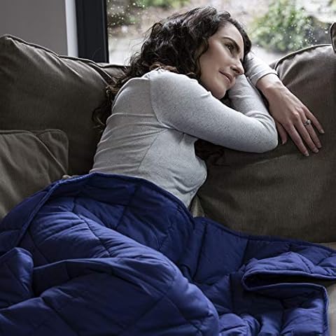 Rest Easy Navy Weighted Blanket For Children & Adults | Heavy Blanket for Sleep, Stress Relief, Anxiety Relief & Sensory Calming Blanket For Great Sleep | 100% Super Soft Cotton Material Cover