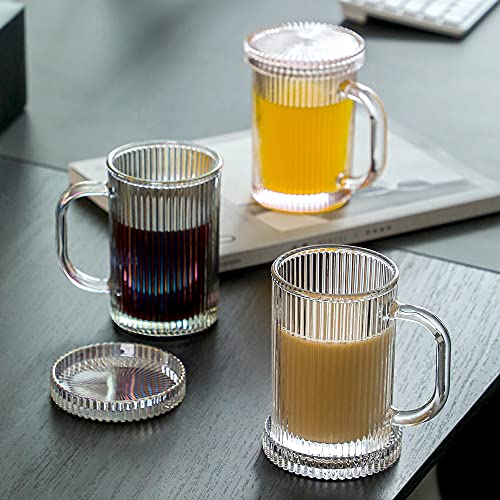Taza de vidrio Lysenn con rayas verticales clásicas 11 oz miniatura 5