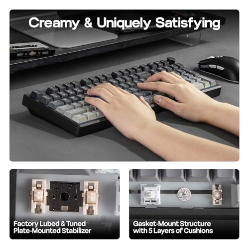 Image of EPOMAKER Galaxy100 Lite QMK /VIA Gaming Keyboard with 8000mAh Battery and Numpad, 1800 Aluminum Mechanical Keyboard, USB-C /BT /2.4Ghz, Hot-Swap, Creamy Sound (Black, Marble White Switch)