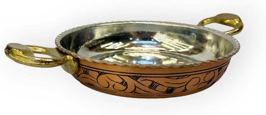 SODEF Frying Pan Copper Hammered Scotch Antique Finish 6.7 Inch Crepe Pan BPA Free Metal Cookware - Multicolor, One Size