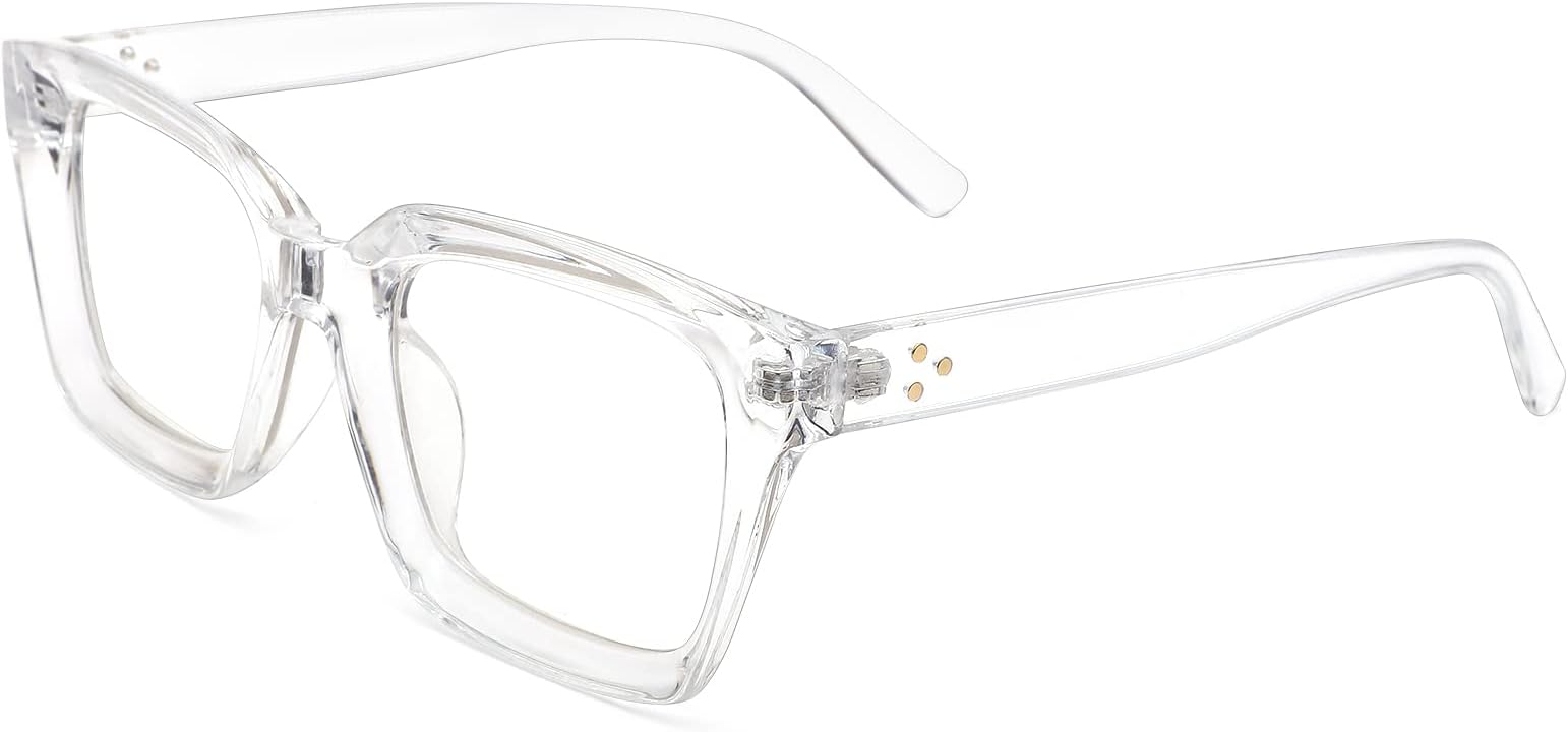 Classic Non-prescription Clear Lens Eyeglasses for Women Thick Square Frame Eyewear