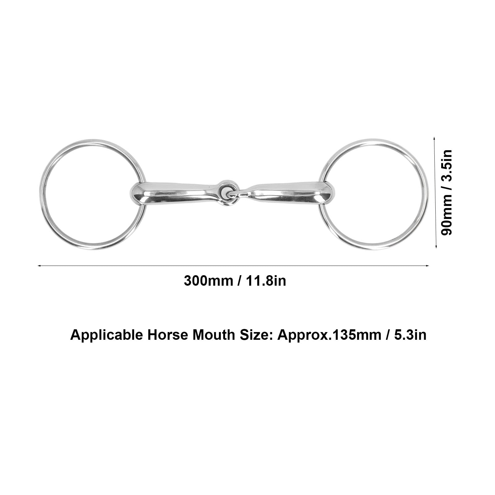 Topyond Filetto Anelli Cavallo, Filetto per Cavallo in Acciaio Inossidabile con Rullo da Masticare Snodato, vestibilità Universale per Le Dimensioni della Bocca del Cavallo
