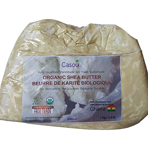 USDA Certified Organic Arfican Raw Unrefined Shea Butter - Restorative Moisturizer Fair Trade Natural and Pure - Very good for body for Soapmaking Lip Balm... 1KG/2.2 LBS (1 pack)