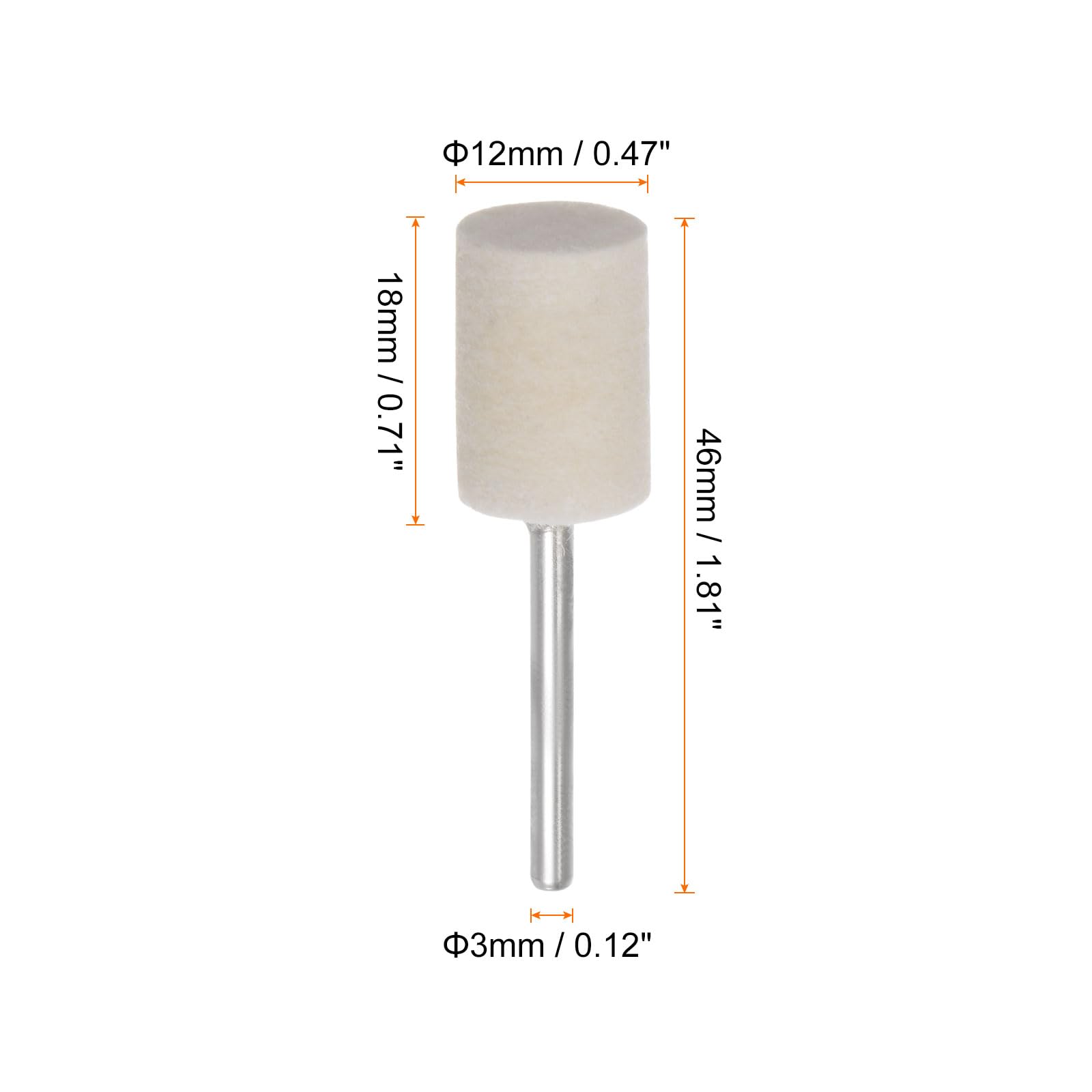 QUARKZMAN 10 sztuk filcu wełnianego punkty montażowe 12 mm głowica 1/8 cala trzpień cylindryczny bity polerskie Burrs filcowe koło polerskie do narzędzi tokarskich