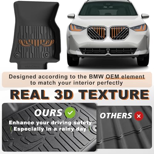 Image of TripleAliners Floor Mats & Trunk Mat All Weather Liners Compatible with 2025 2026 BMW X3 Accessories TPE Cargo Custom Fit Anti-Slip Odorless Full Set Liners Protection(Floor Mats & Trunk Mat)