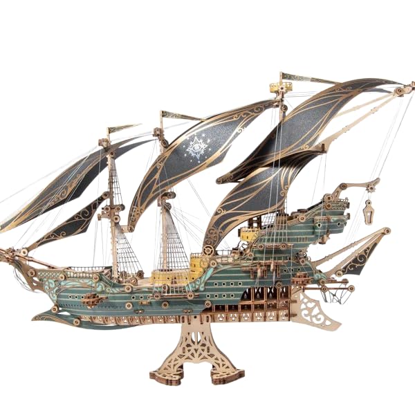 Les aventures maritimes du bateau pirate Sparrow, puzzles 3D pour adultes et enfants à construire, vert, howcat en bois, 518 pièces