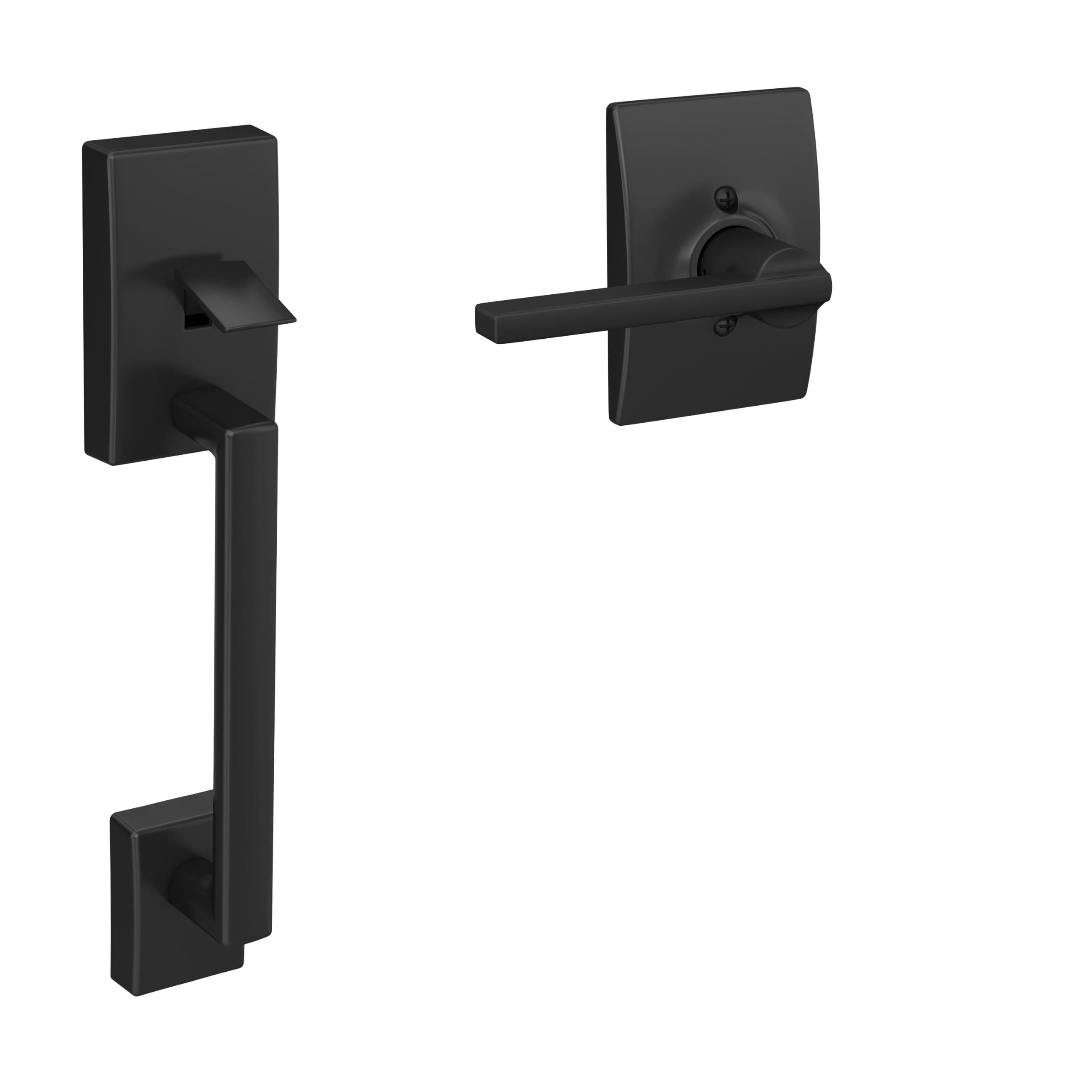 SCHLAGE Century Lower Half Entry Handleset, Latitude Lever, Matte Black