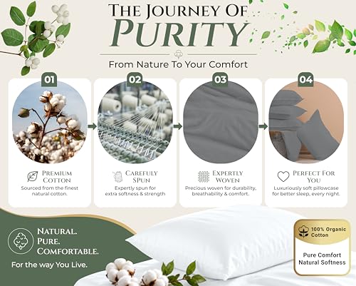 Image of Royale Linens 100% Cotton Pillow Cases Standard Size Set of 2 - Percale Pillowcase - Grey Pillow Cases Super Soft Cooling & Breathable Hotel Cotton Pillowcases, Fits Standard Pillows (20 inchx26 inch, Grey)