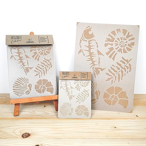 NAKLEO Painting Stencil for Crafts A5 15x21cm, Jurassic Ammonite Fossils Pattern - Image 4