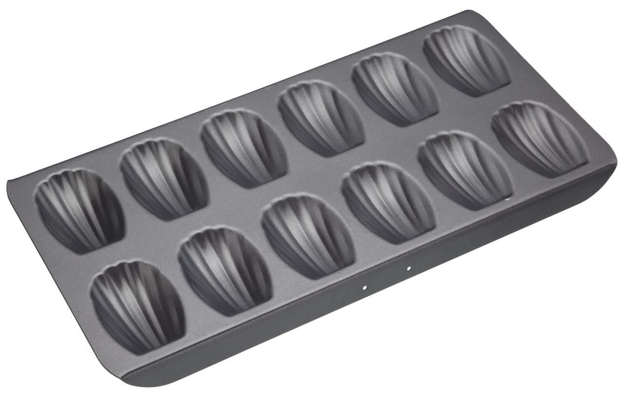 MasterClass Madeleine-Blech mit PTFE-, PFOA- und BPA-freier Antihaftbeschichtung, robuster 1 mm dicker Karbonstahl, 12-Loch-Kuchenform, 40x 20 cm, grau