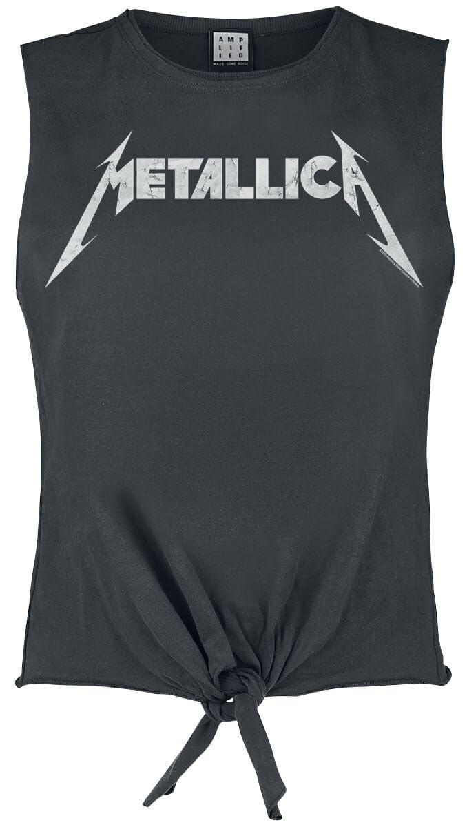 Metallica Amplified Collection - White Logo Femme Top Anthracite 100% Coton Regular/Coupe Standard
