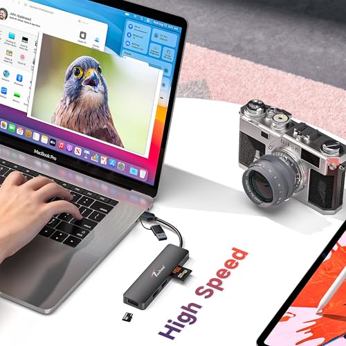 Image of Techie USB-C to USB-A 3.2 Hub with 2x USB 2.0 Ports and SD /TF Card Reader Dual Input Adapter for MacBook, iPad Pro, Windows, Laptops and Tablets (Black)