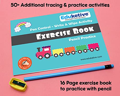 Image of (Combo of 3) Pen Control+ABC Letters+Word Scramble Write & Wipe Reusable Activities Educational Games with Exercise Book