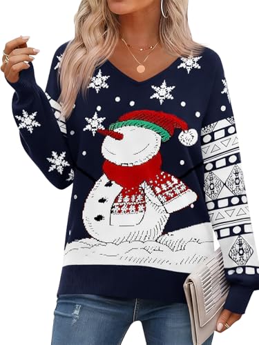 Saodimallsu Weihnachtspullover Damen Sweater Christmas Pullover...