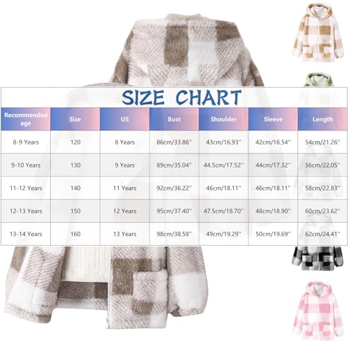 Girls Winter Coats Plaid Fuzzy Hoodies Jacket Zip Up Outerwear Long Sleeve Hoodie Fall Winter Clothes Comfy Outfits4