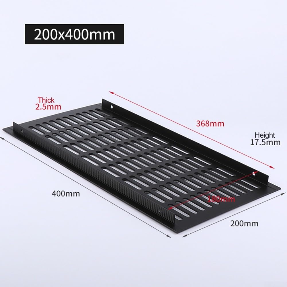 Rechteckiges Lüftungsgitter für Kleiderschrank und Schuhschrank, fördert die Luftzirkulation (schwarz, 200 x 400 mm)