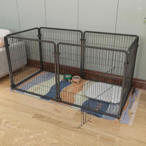 Joxoilso ペットフェンス 犬用 サークル 室内外兼用 扉付き ロック機能 脱走防止 高さ90cm 小型犬・中型犬対応 滑り止めキャップ付き 頑丈スチール製 (100X50X50cm,B)