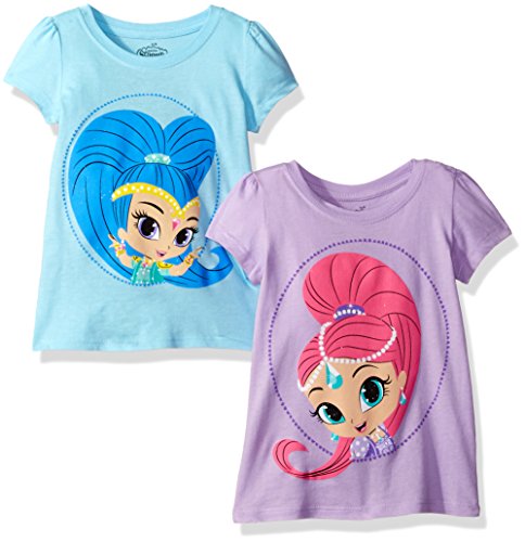 Nickelodeon Girls' Shimmer and Shine 2 Pack Short Sleeve T-Shirt