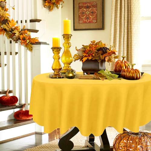 Image of 12 Pcs Fall Plastic Tablecloths, Disposable Round Autumn Table Cover 84 Inch Waterproof Table Covers for Fall Harvest Thanksgiving Day Family Birthday Baby Shower Party Decorations