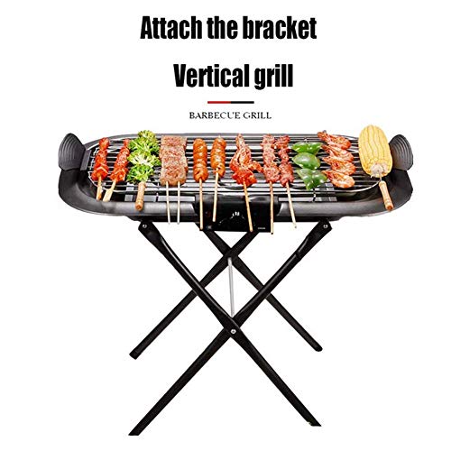 Elektrogrill, Elektrische Tischgrills Barbecue Standgrill, mit Metall-Auffangschalen Gehäuse, 2000W, Schwarz.