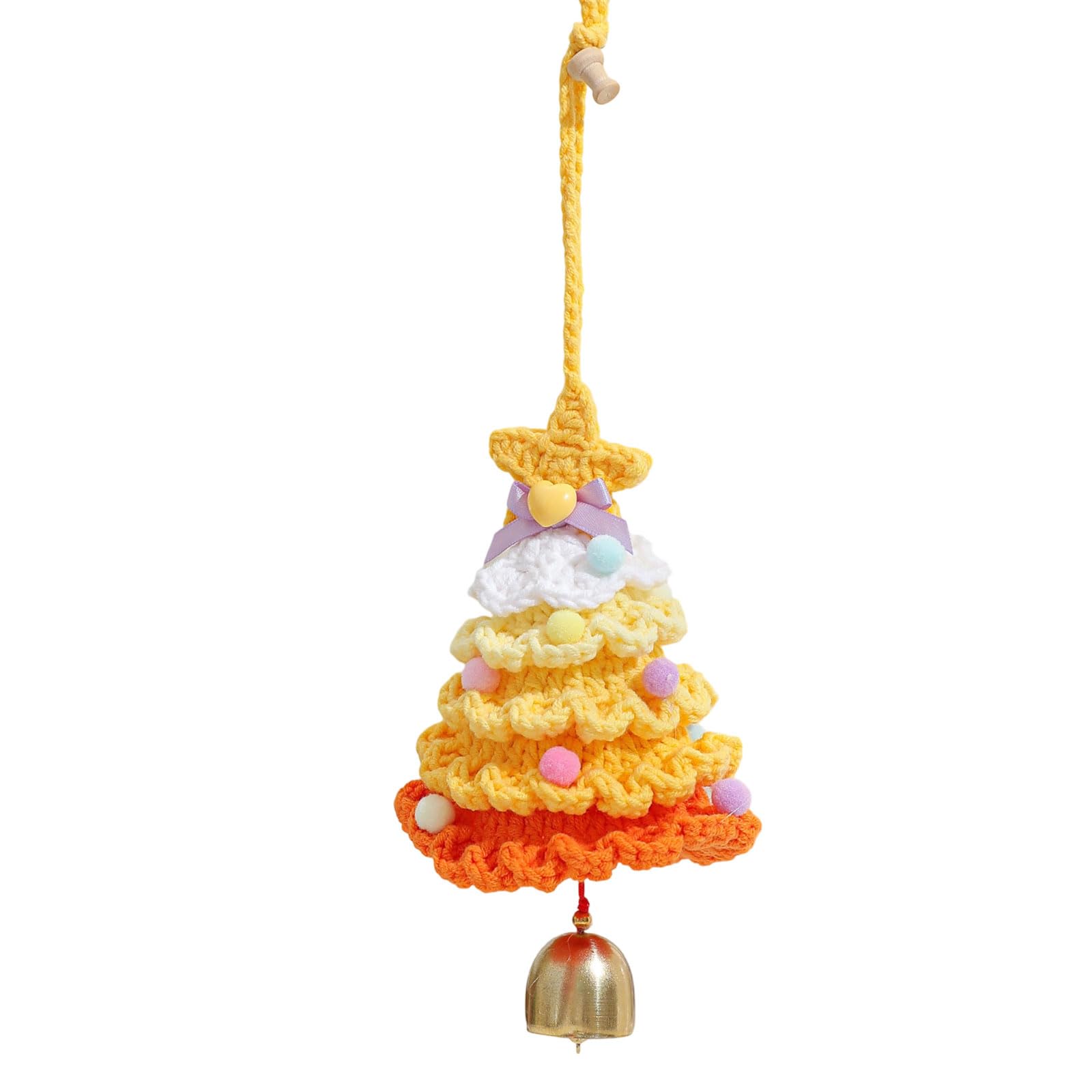 KAQNTUD Crocheted Christmas Tree Hanging Decoration Handmade Yarn Decoration with Bell for Car Interior Holiday and Festive Holiday Accents