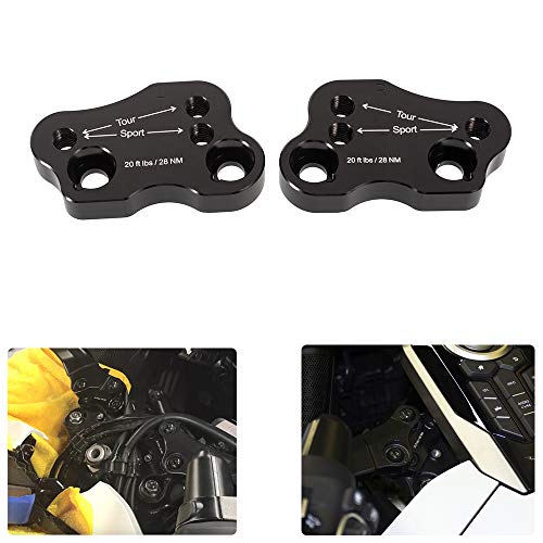 Black Motorcycle Handlebar Riser Relocation Adapters Aluminum Mounts Extension Kit for GL1800 2018-2019 (Black)