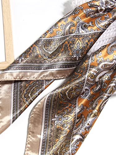 LFOUVRE Pack of 2 Satin Paisley Square Hair Scarf Bandanas Large Silk Head Scarves Prinited Headband Kerchief Wraps4