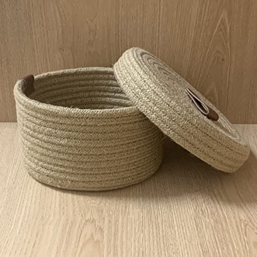 Inwagui Aufbewahrungskorb Mit Deckel - Baumwollseil Korb Gelb/weiß 15cm